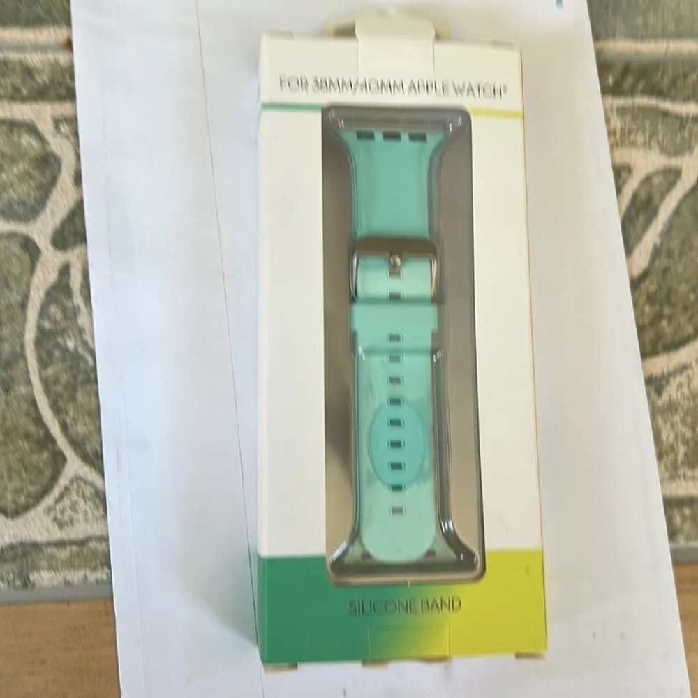Aqua Apple Watch silicone watch band.